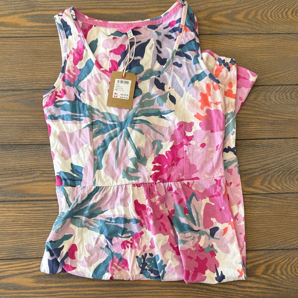 Floral Sleeveless midi dress - Pink and Blue